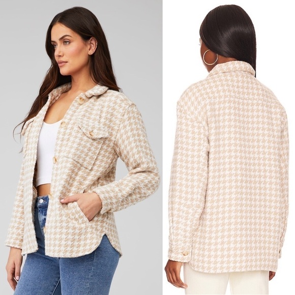 NWT REVOLVE X PISTOLA Houndstooth Wool Blend Oversized Button Up Shirt Jacket XL - Picture 5 of 13